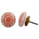 Orange Floral Flat Knob
