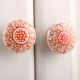 Orange Floral Flat Knob