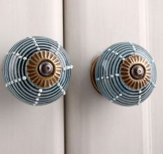 Blue And Black Striped Cabinet Knob