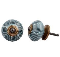 Blue And Black Striped Cabinet Knob