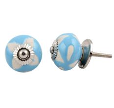 Turquoise Etched Ceramic Knob-33