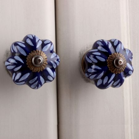 Blue Leaf Medium Cabinet Knob