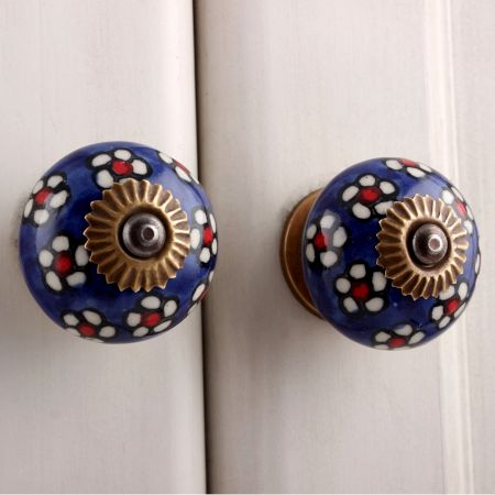 Blue Tiny Flower Cabinet Knob