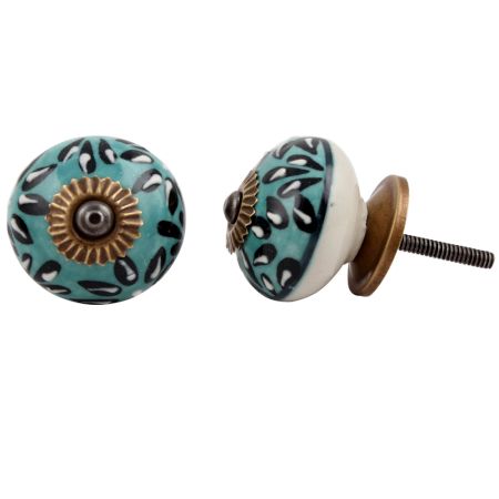 Green Floral Cabinet Knob