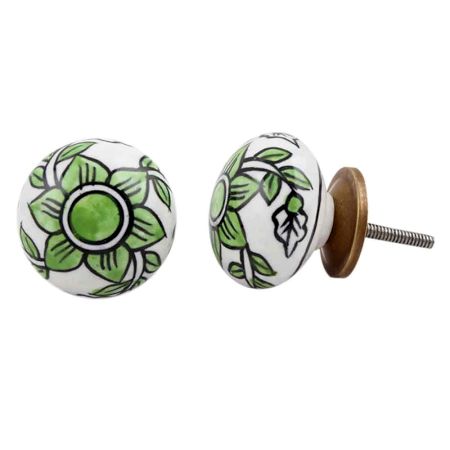 White Green Daffodil Flower Knob