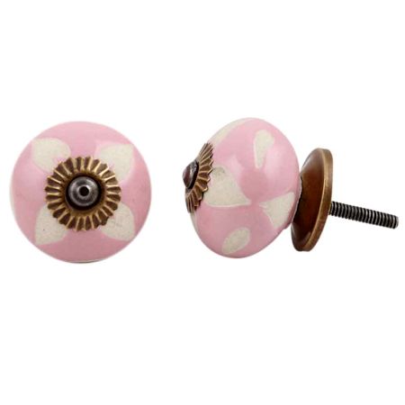 Pink Etched Ceramic Knob-34