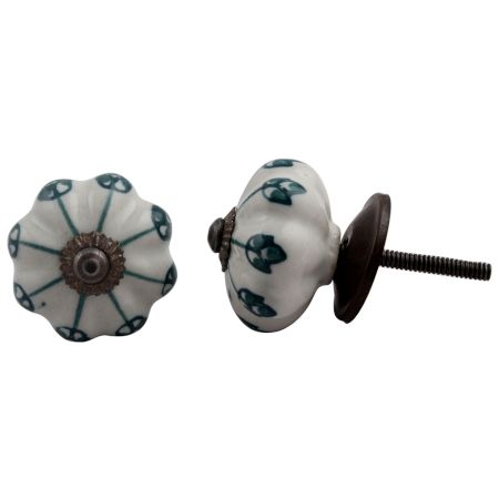 Green Flower Medium Knob