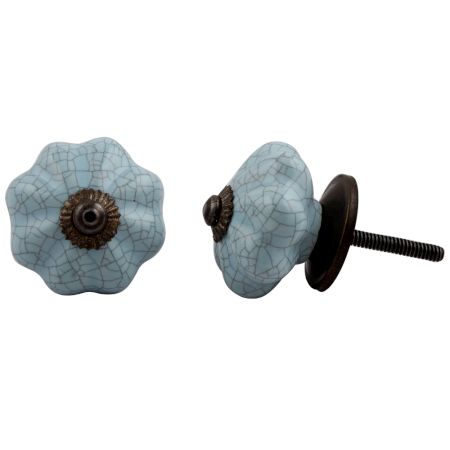 Baby Blue Crackle Cabinet Knob