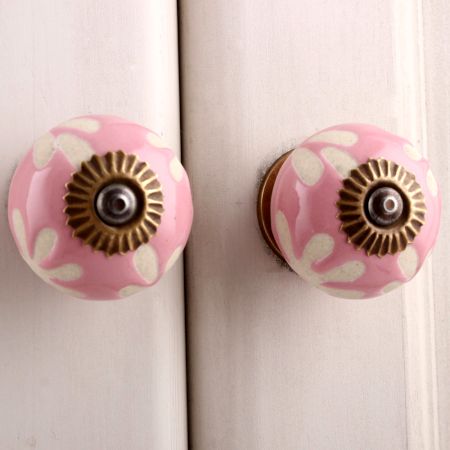 Pink Etched Ceramic Knob 48