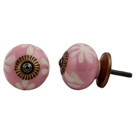 Pink Etched Ceramic Knob 48