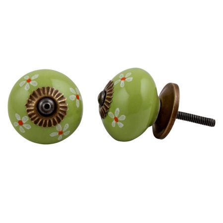 Lime Green Flower Dresser Knob