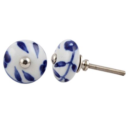 Blue Floral Medium Knob