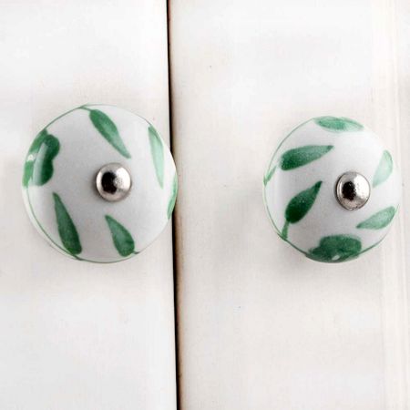 Green Floral Medium Knob