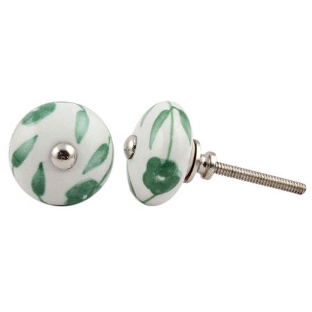 Green Floral Medium Knob