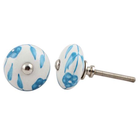 Turquoise Floral Medium Knob