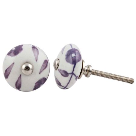 Purple Floral Medium Knob