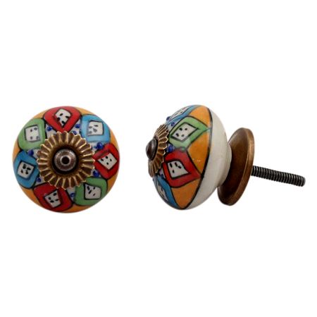 Mixed Floral Round Drawer Knob
