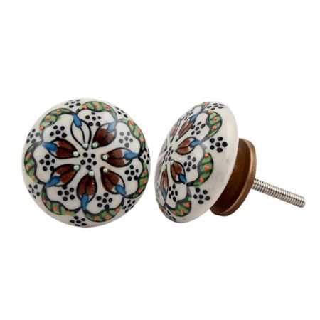 Mixed Floral Flat Knob