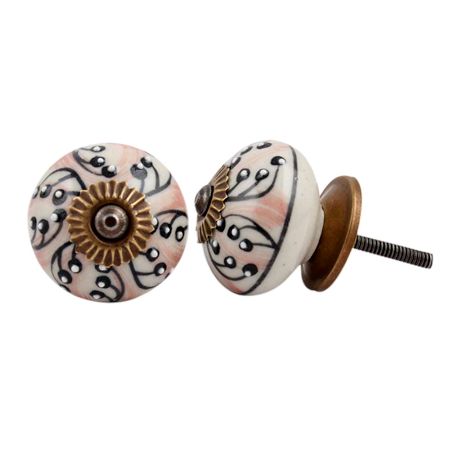 Pink Floral Ceramic Knob