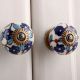 Blue Tiny Flower Leaf Cabinet Knob