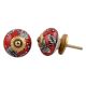 Red Leaf Floral Ceramic Knob