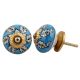 Turquoise Leaf Floral Ceramic Knob