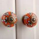 Orange Leaf Floral Ceramic Knob