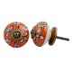 Orange Leaf Floral Ceramic Knob