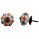 White Orange Floral Black Knob