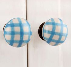 Turquoise Checked Knob