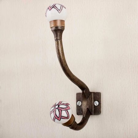 Pink Black Floral Iron Hooks-EHG-74