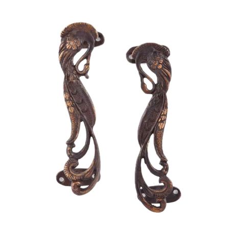 Floral Cut Decorative Door Handle Brass Home Decor