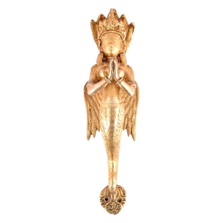 Golden Brass Praying Nagini Goddess Door Handle