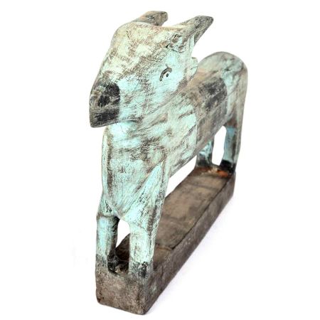 Hand Painted Wooden Cow with Rustic Features
