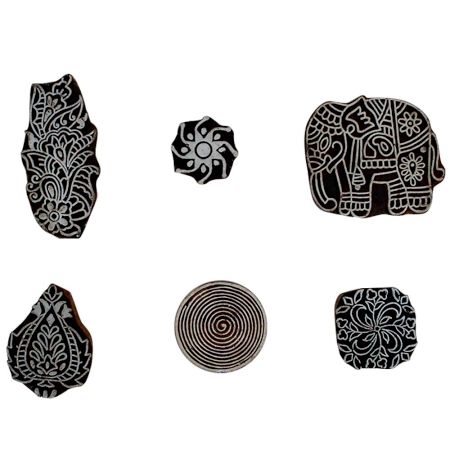 Set of 6 Piece New Mix Wooden Printing Block