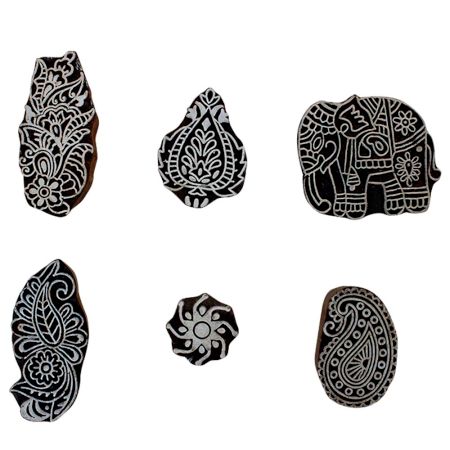 Set of 6 Piece New Mix Wooden Printing Block