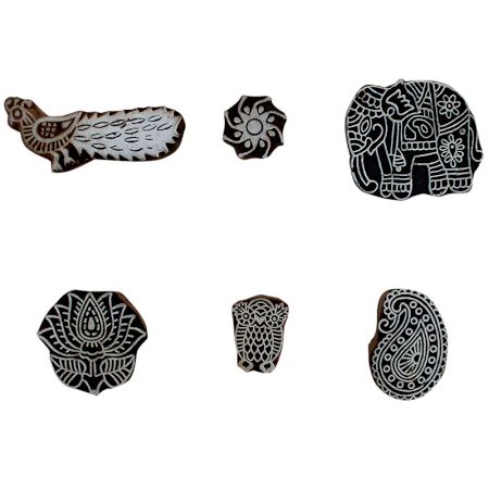 Set of 6 Piece New Mix Wooden Printing Block
