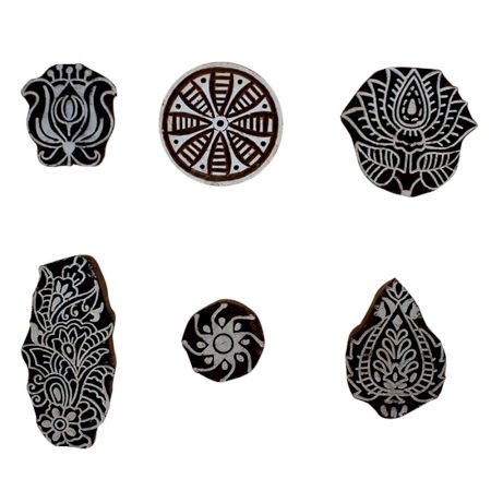 Set of 6 Piece New Mix Wooden Printing Block