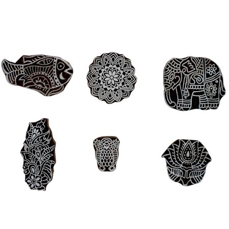 Set of 6 Piece New Mix Wooden Printing Block