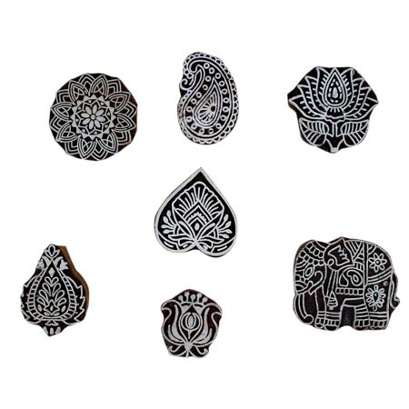 Set of 7 Piece New Mix Wooden Printing Block