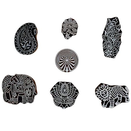 Set of 7 Piece New Mix Wooden Printing Block