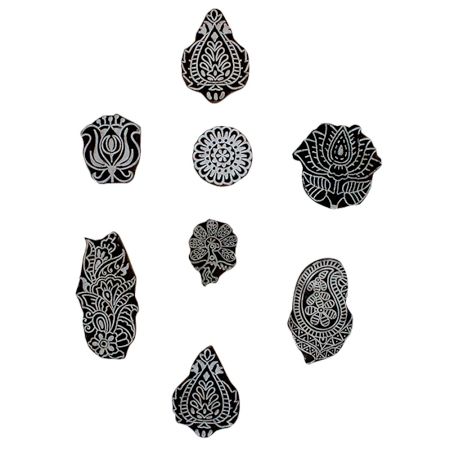 Set of 8 Piece New Mix Wooden Printing Block