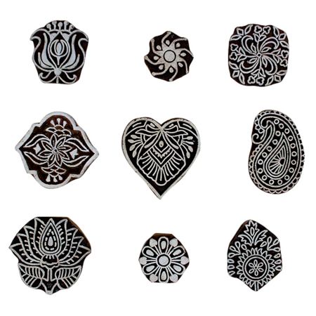 Set of 9 Piece New Mix Wooden Printing Block