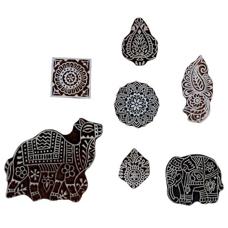 Set of 7 Piece New Mix Wooden Printing Block