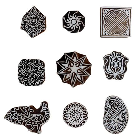 Set of 9 Piece New Mix Wooden Printing Block