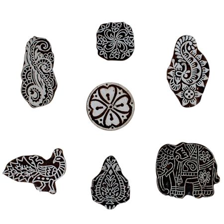 Set of 7 Piece New Mix Wooden Printing Block