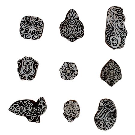 Set of 9 Piece New Mix Wooden Printing Block
