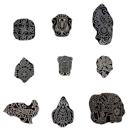 Set of 9 Piece New Mix Wooden Printing Block