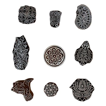 Set of 9 Piece New Mix Wooden Printing Block