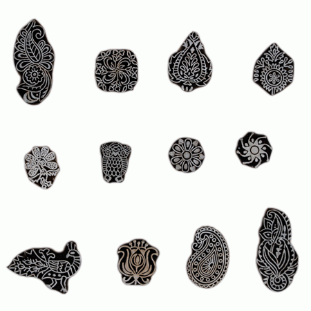 Set of 12 Piece New Mix Wooden Printing Block